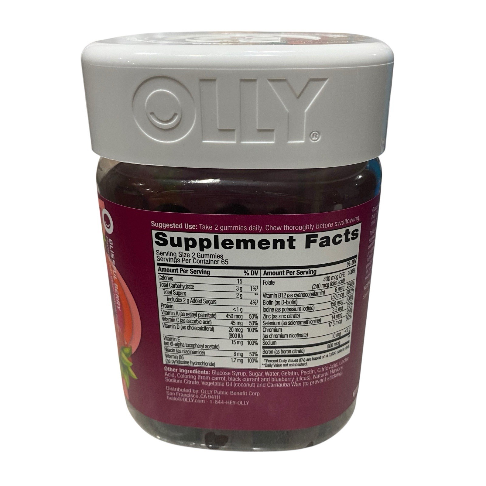 OLLY Women’s Multi Vitamin Gummies with Biotin, Blissful Berry 130 ct. Exp 07/26