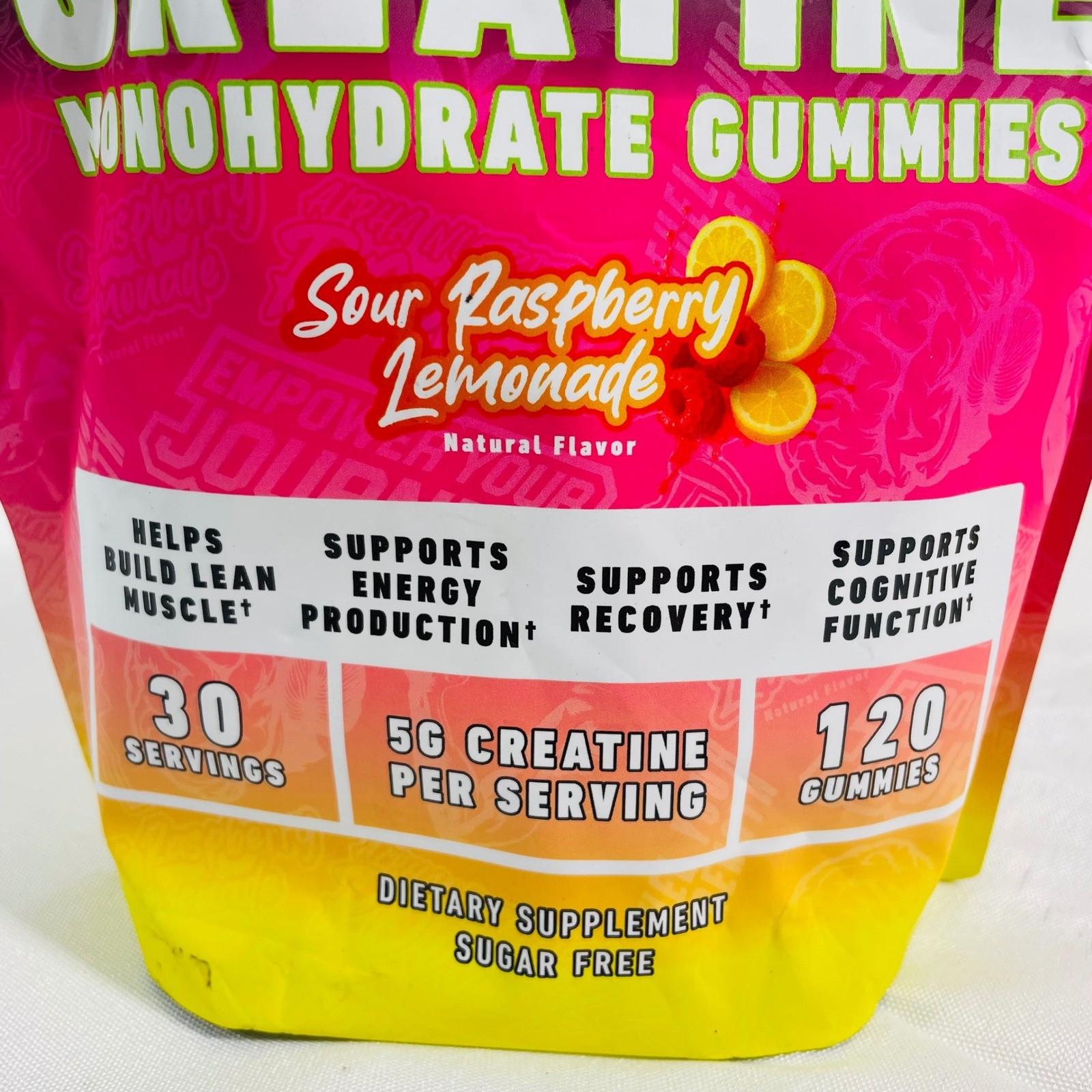 2 Alpha Nutrition Power Creatine Monohydrate Gummies Sour Raspberry Lemonade