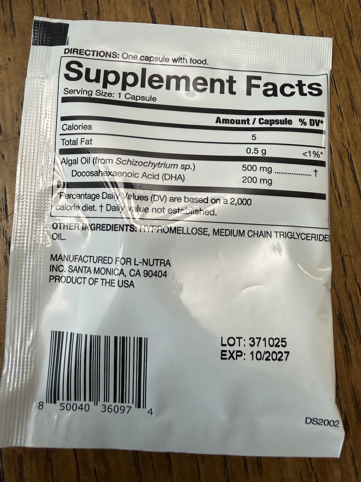 ProLon Fast Mimicking Algal Oil DHA 200mg Omega-3 Supplement Capsule – 52 count