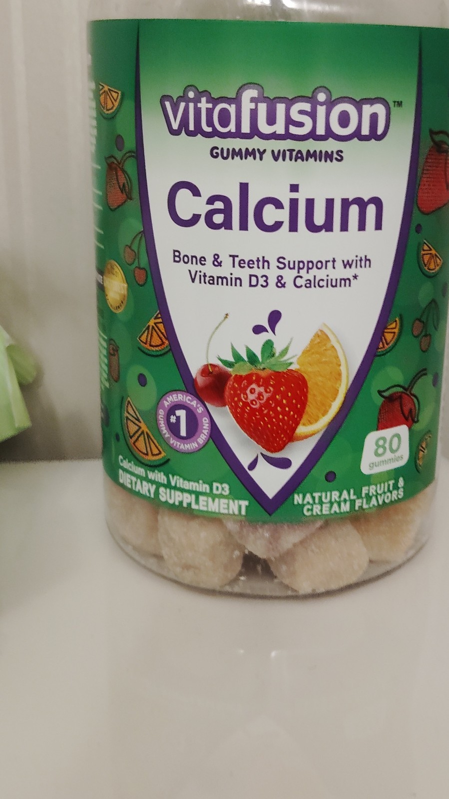vitafusion Calcium Vitamin D Gummy Bone & Teeth Support Natural Fruit Cream 80ct