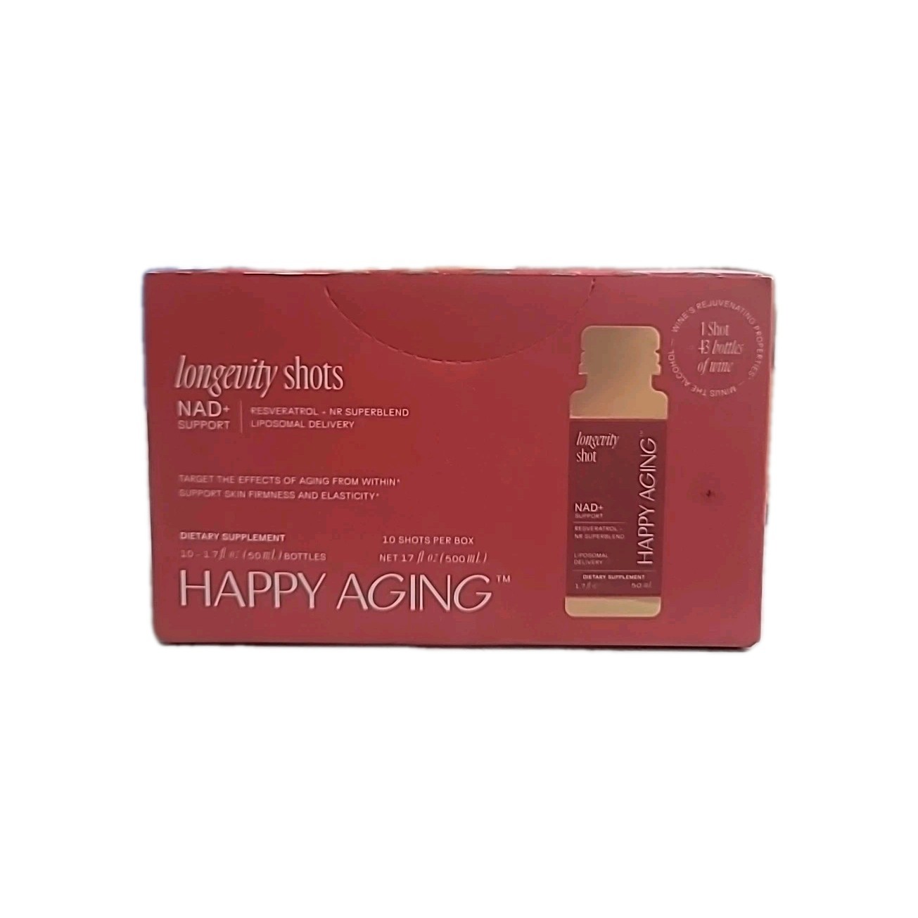 10 Pack Happy Aging Longevity Shots High purity NAD+ and resveratrol