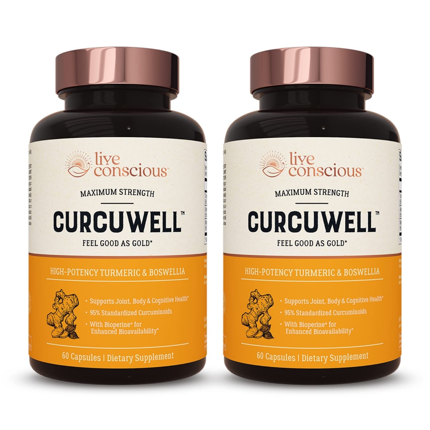 Live Conscious CurcuWell – Curcumin and Boswellia Blend 60 Count (Pack of 2)
