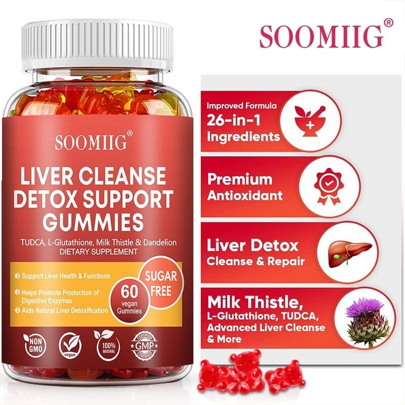 60 Gummy Milk Thistle Dandelion Supplement Improve Digestive Liver Detox Zinc