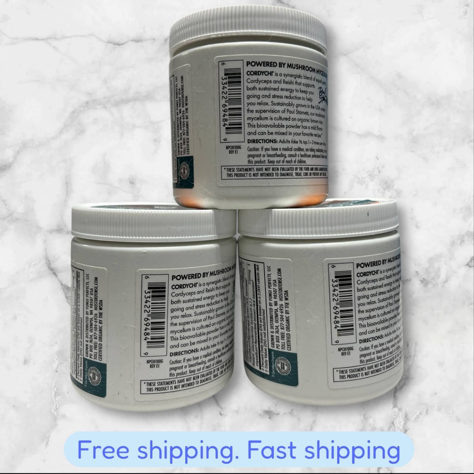 FOR 3 Host Defense CordyChi Mushroom Powder Support Stress 3.5oz Each NEW SHIP