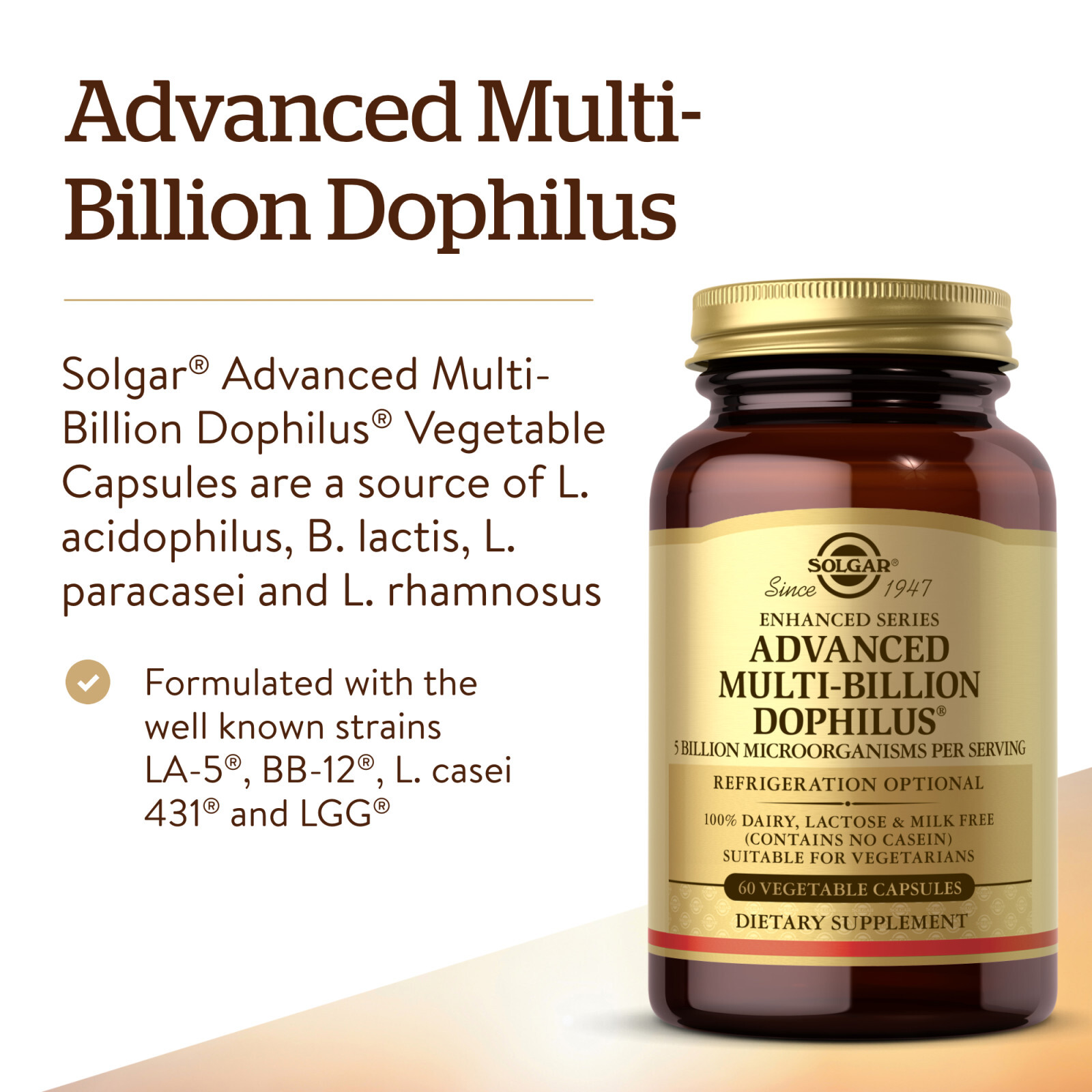 Solgar Advanced Multi-Billion Dophilus 60 Veg Capsules, Healthy Intestinal Flora