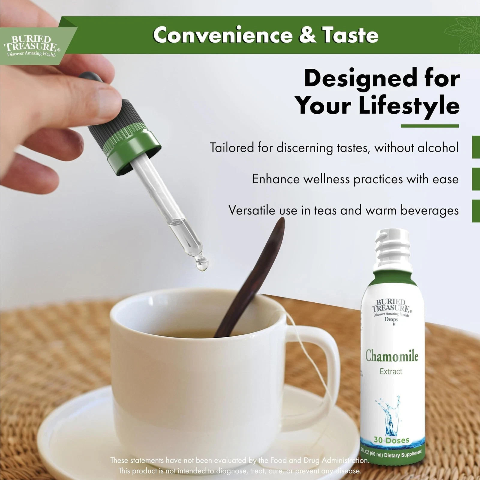 Buried Treasure Chamomile Drops – 30 Servings, 2oz, Liquid Herbal Calm Supple…