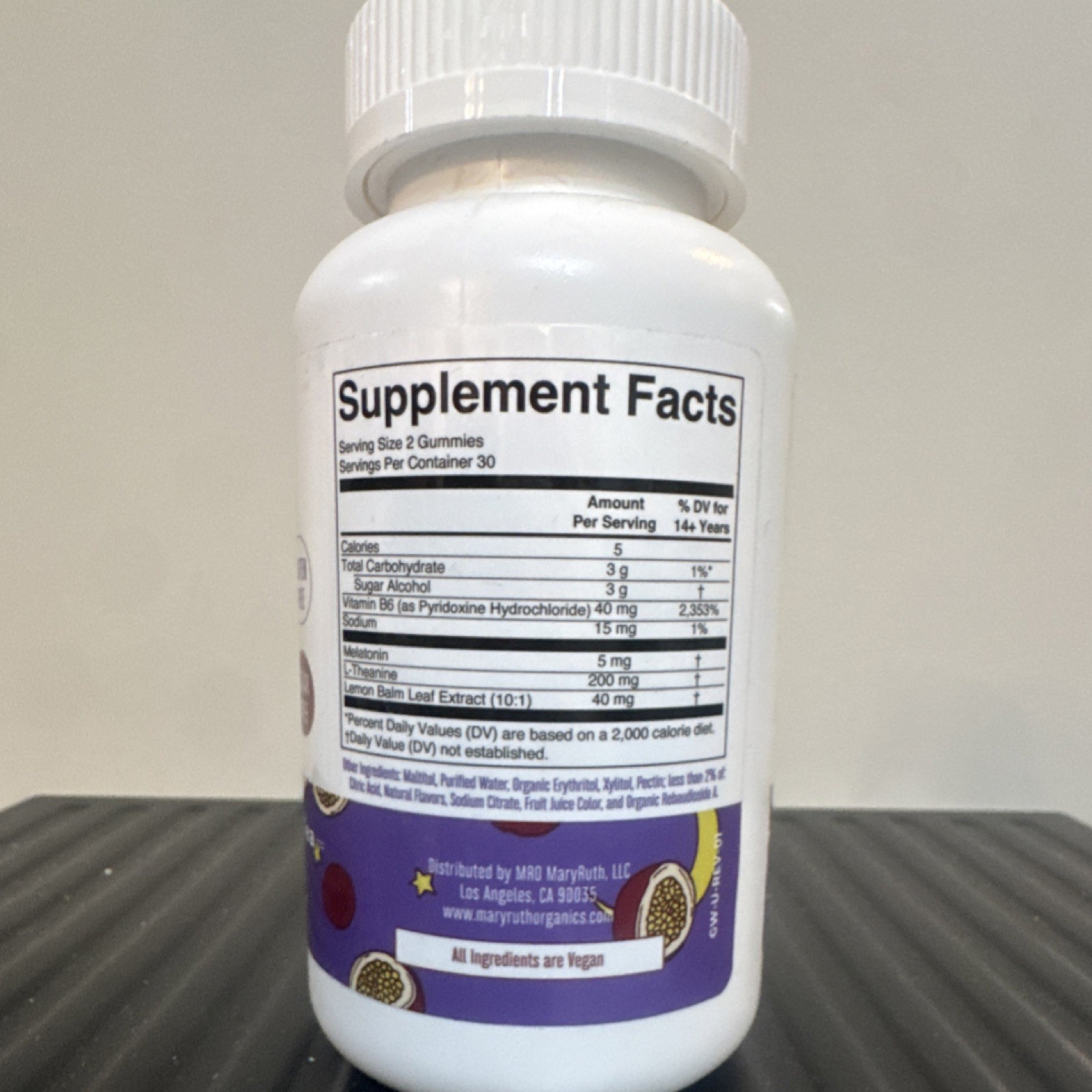 MaryRuth’s Sleep Support Gummies Melatonin L-Theanine Vegan Passion Fruit 60