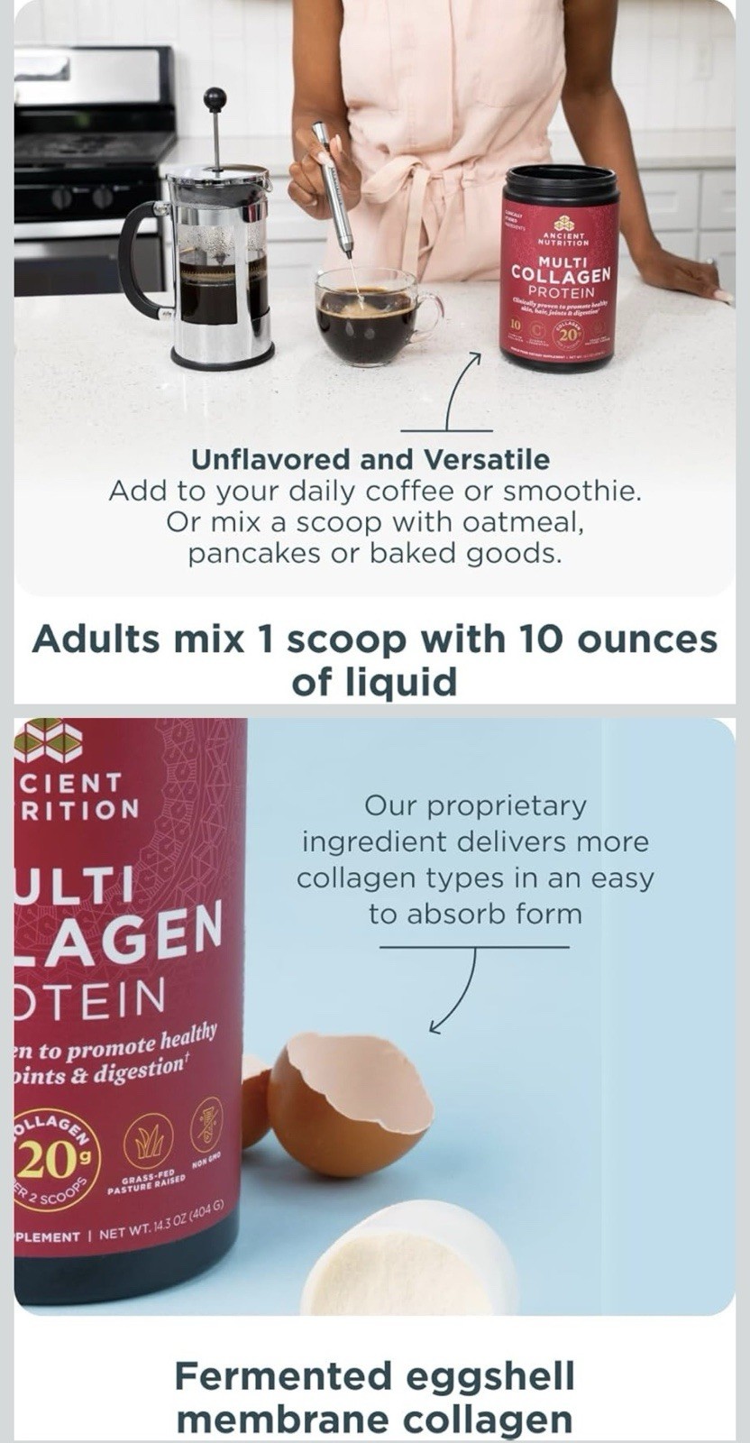 Ancient Nutrition Multi Collagen Peptides Powder Probiotics Unflavored 14.3oz