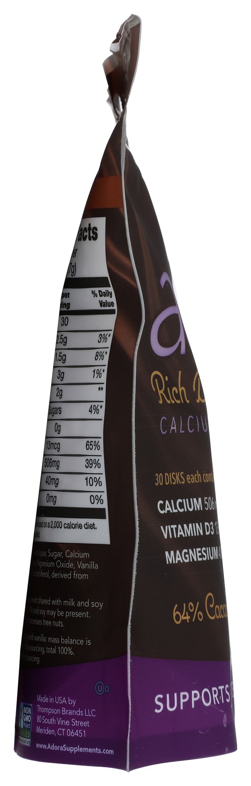 Adora Calcium Disks Dark Chocolate Bone Health Supplement 30 6 Pack
