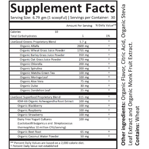 ORGANIC SUPER GREENS Superfood Dietary Supplement Multi-Vitamin Natural Healthy
