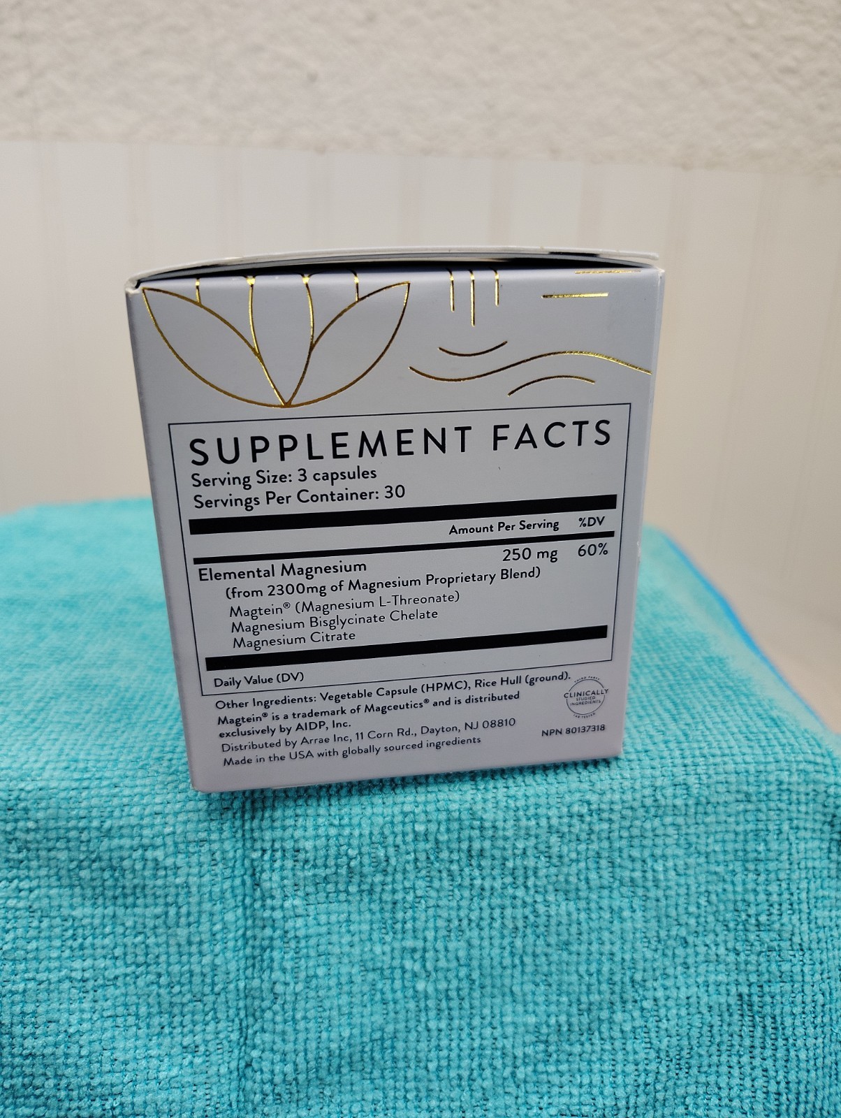Arrae Magnesium L-Threonate Triple Blend 90 Capsules Exp: 06/27 damaged box