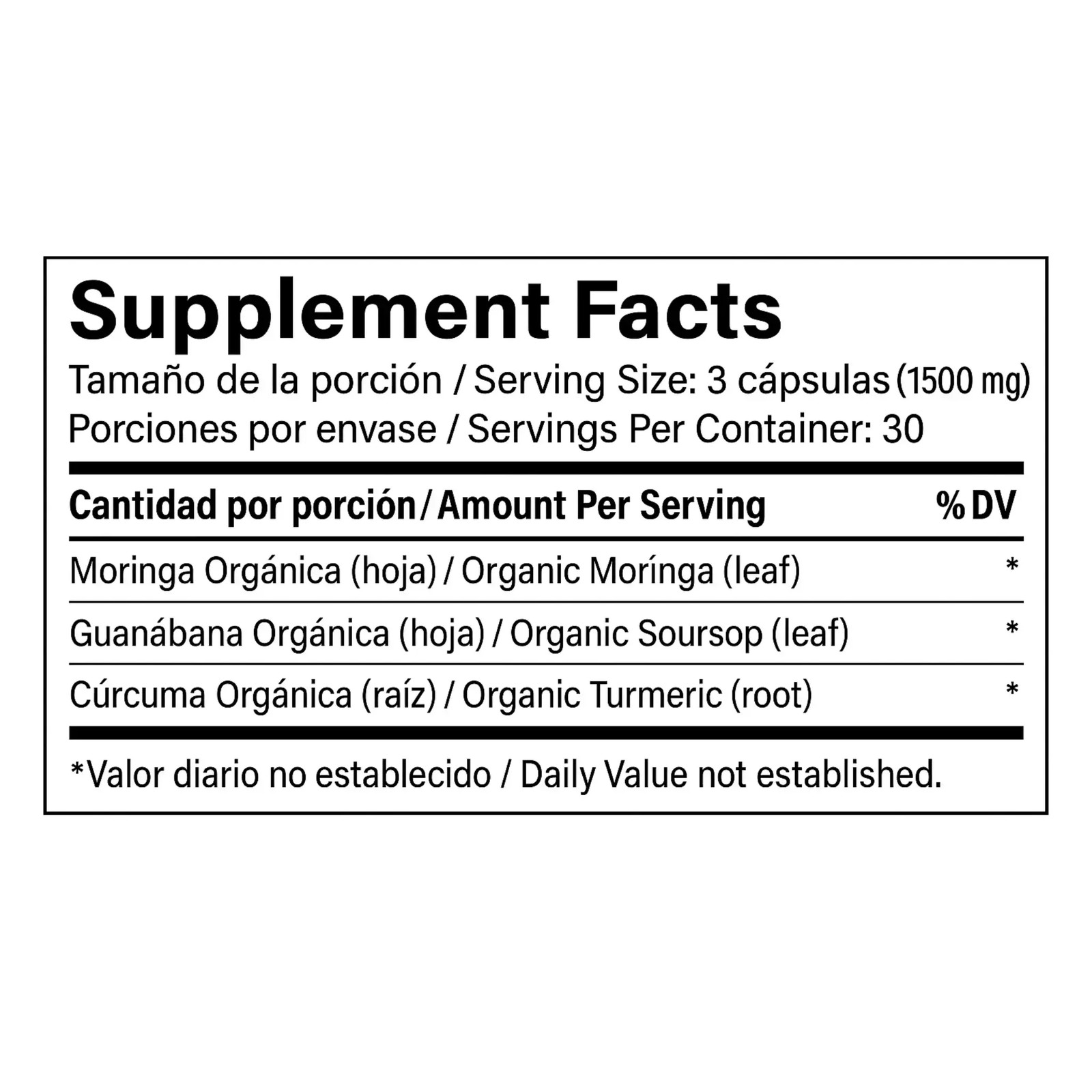 Manteniendo Tu Salud Moringa Guanabana y Curcuma, 90 Capsules
