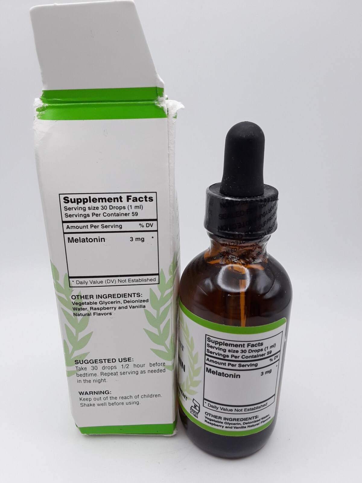 Benevolent Liquid Melatonin 3 mg 2 fl oz Liquid (59mL) Exp 1/2028 Box Damaged