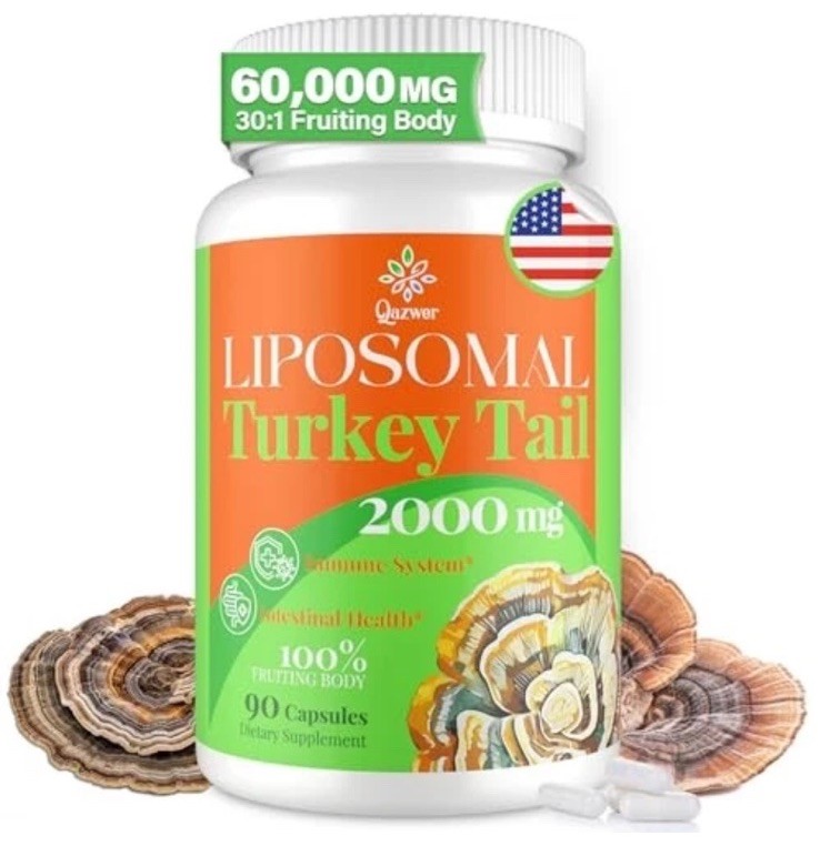 Liposomal Turkey Tail Mushroom Capsules, 2000MG Organic Extract for Immune
