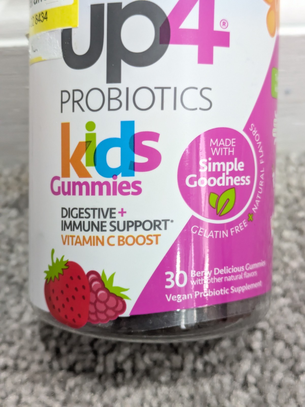 up4 Kids Probiotic Gummies Digestive Immune Support Berry Vegan 30 Count 04/27