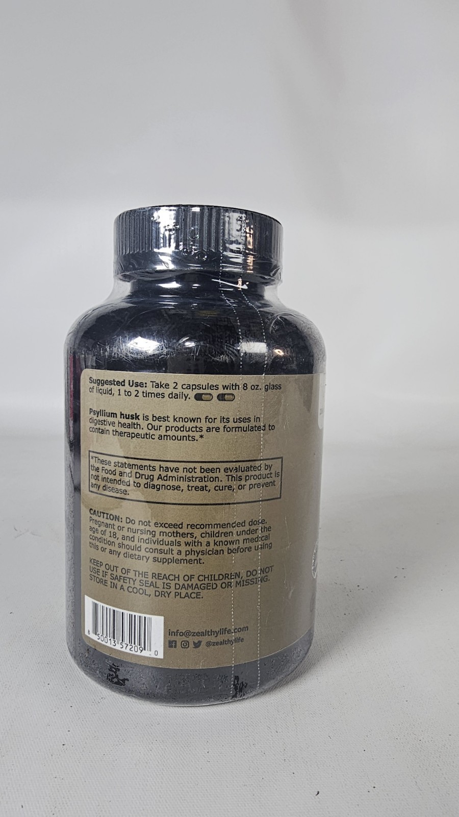 Organic Psyllium Husk 250 Capsules 750 mg Natural Fiber Supp. Exp:11/2028