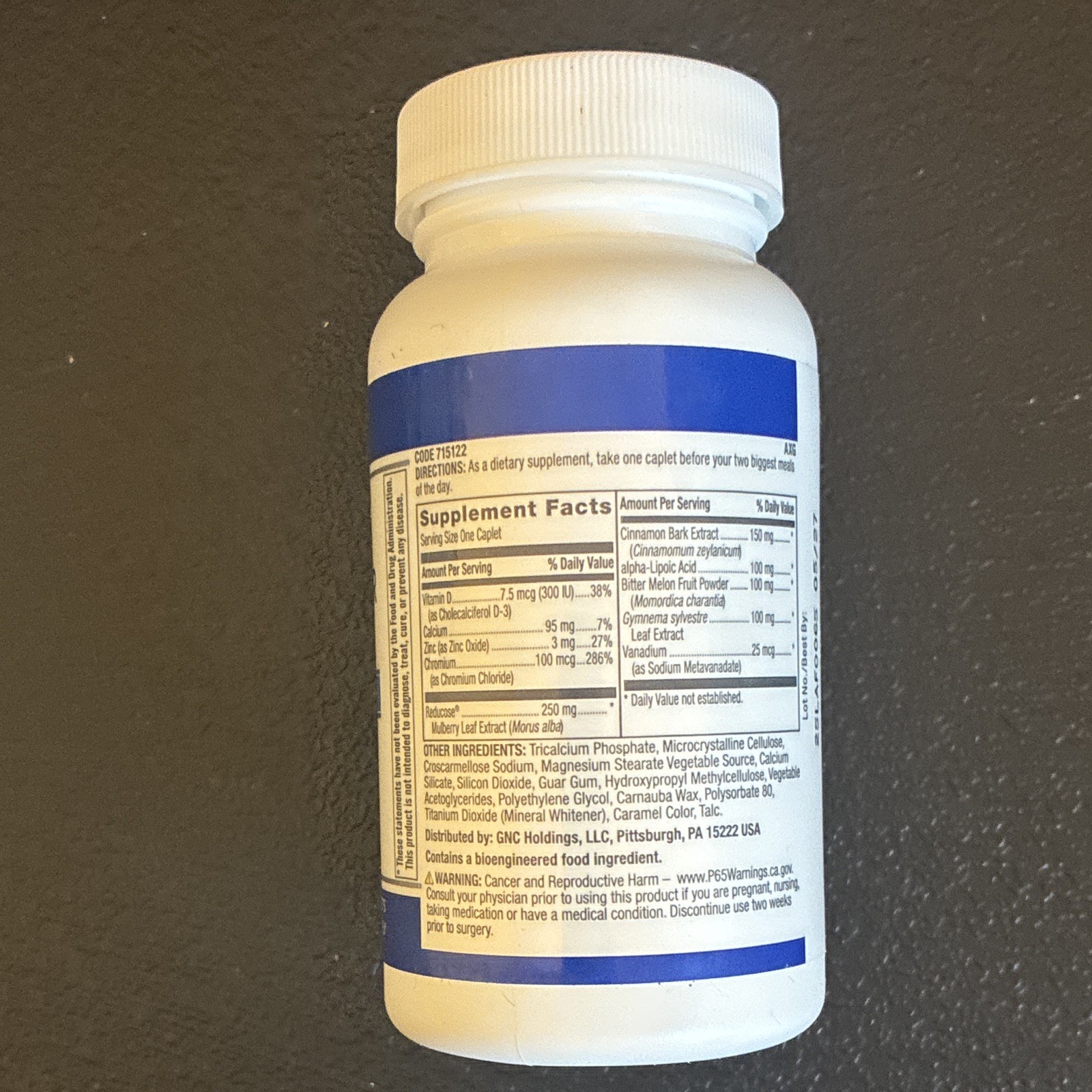 GNC Preventive Nutrition Healthy Blood Sugar Formula w/ Reducose 60 Caps 05/27