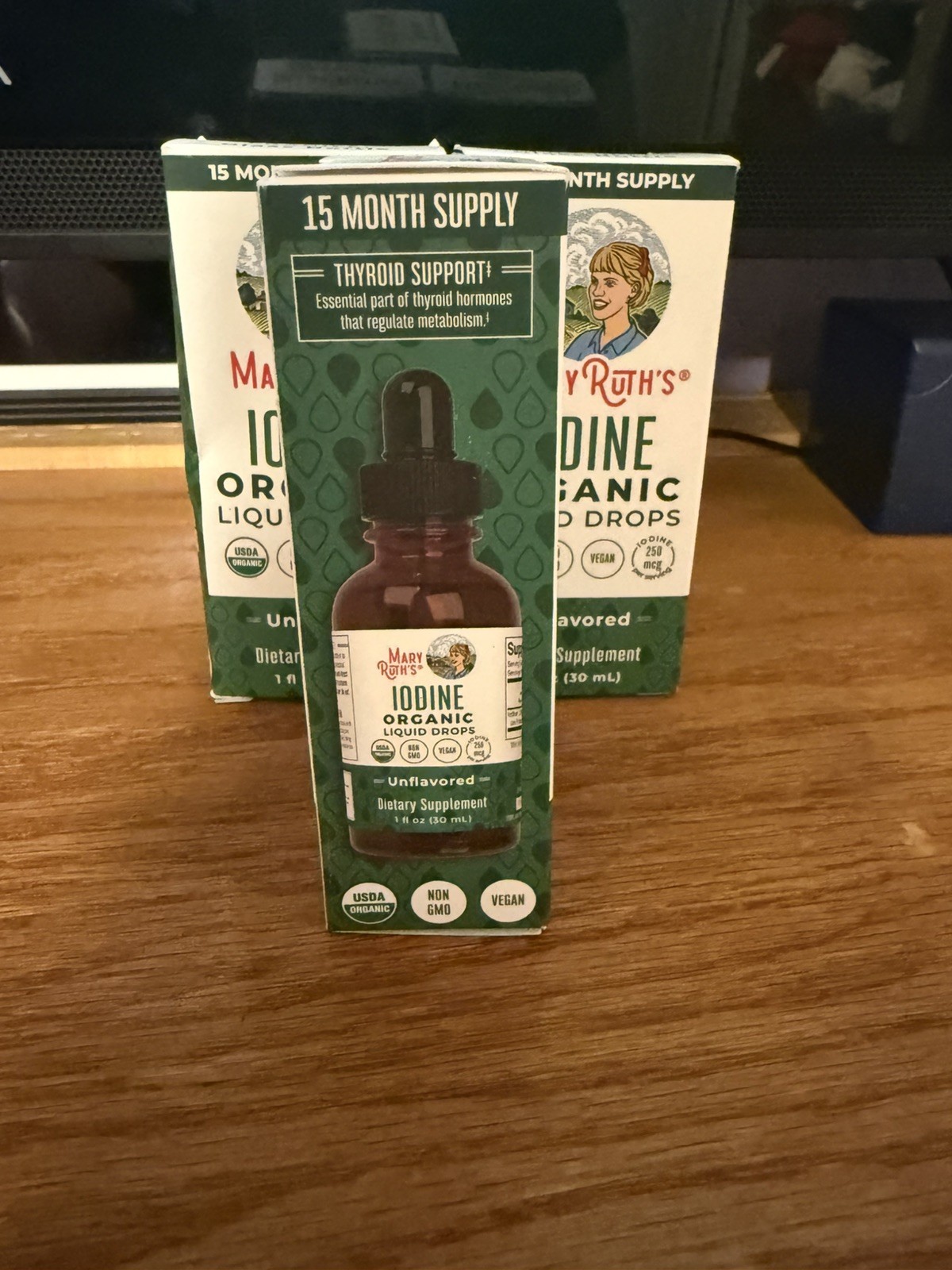 Organic Iodine Liquid Drops, Unflavored, 250 mcg, 1 fl oz (30 ml) 3 Bottles
