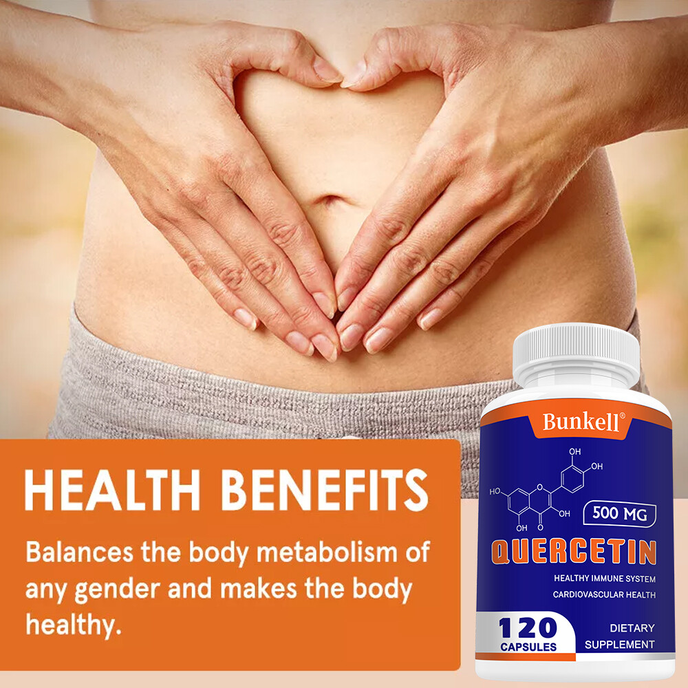 Quercetin 500 mg – Supports Cardiovascular Health, Non-GMO, Gluten Free, Vegan