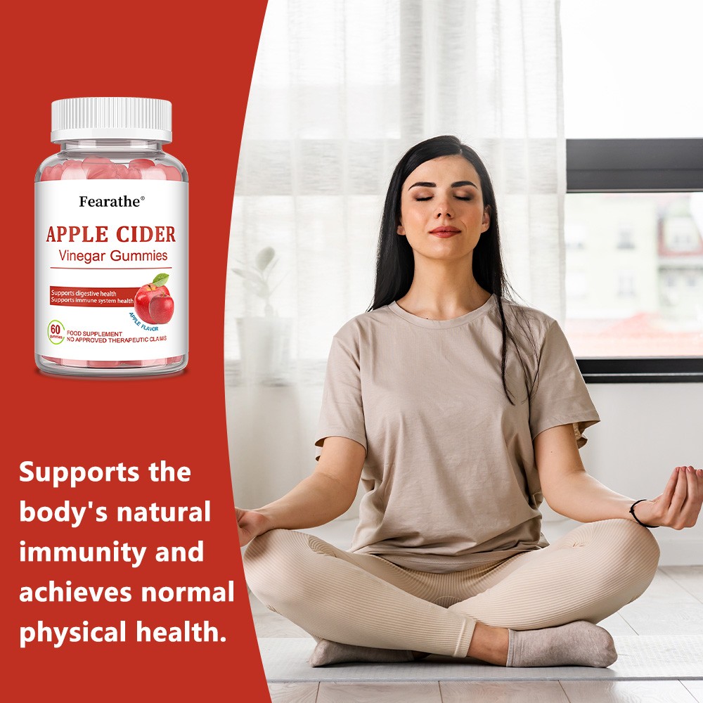 Fearathe Apple Cider Vinegar Gummies 60 Count Apple Flavor Dietary Supplement
