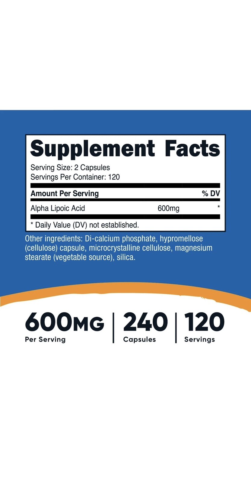 Nutricost Alpha Lipoic Acid – 600mg Per Serving – 240 Capsules