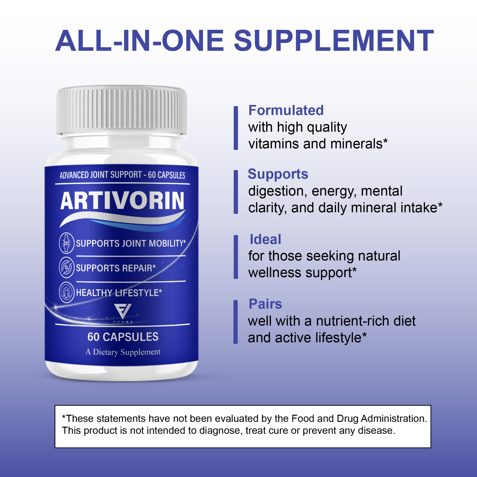 (5 Pack) Artivorin Advanced Joint Support, Artivorin Pills (300 Capsules)