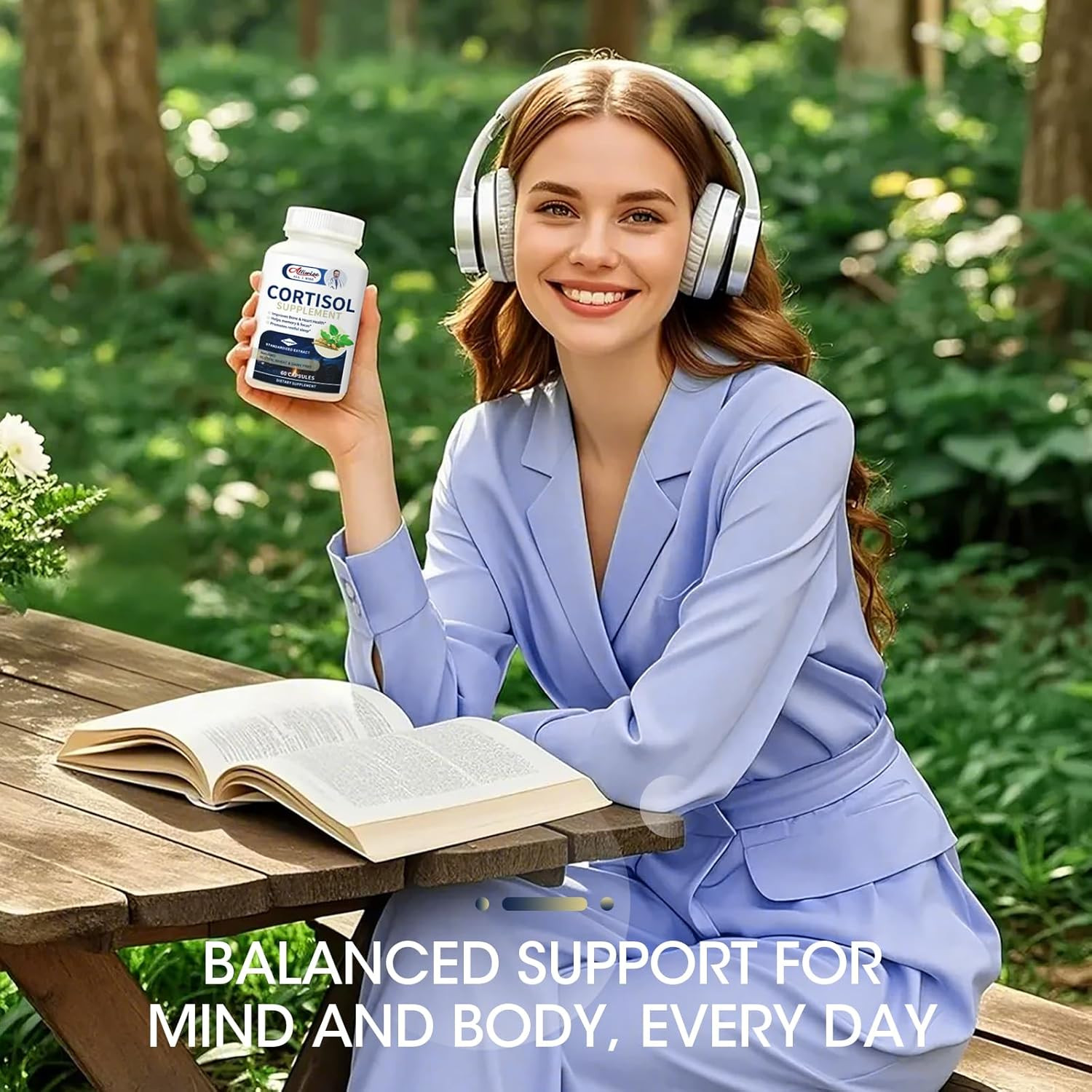 Super Cortisol Supplement Ashwagandha Relieve Stress w/Rhodiola, L-Theanine USA
