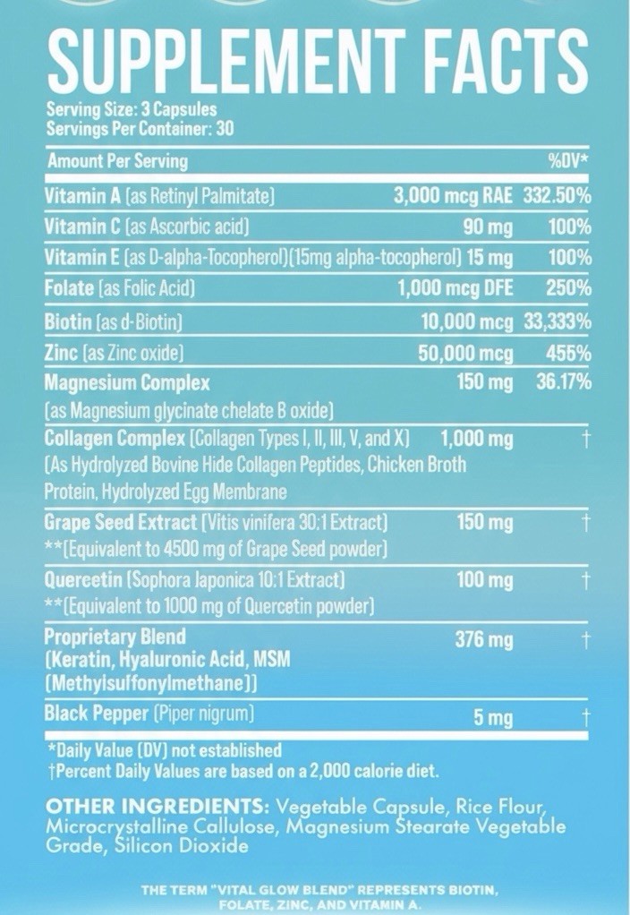 EnergyQ Myo-Inositol D-Chiro D3 K2 + Collagen Biotin Keratin