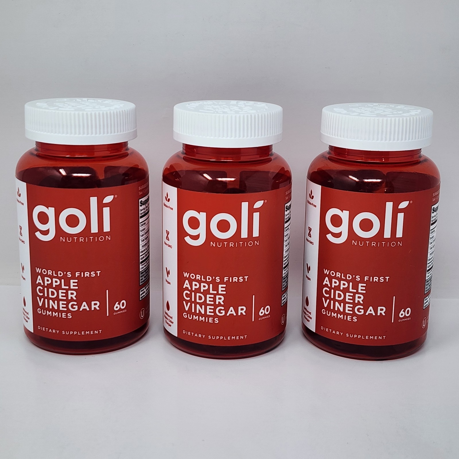 Goli Nutrition Apple Cider Vinegar Gummies 60 Per Bottle (3 Pack) Exp 03/2027