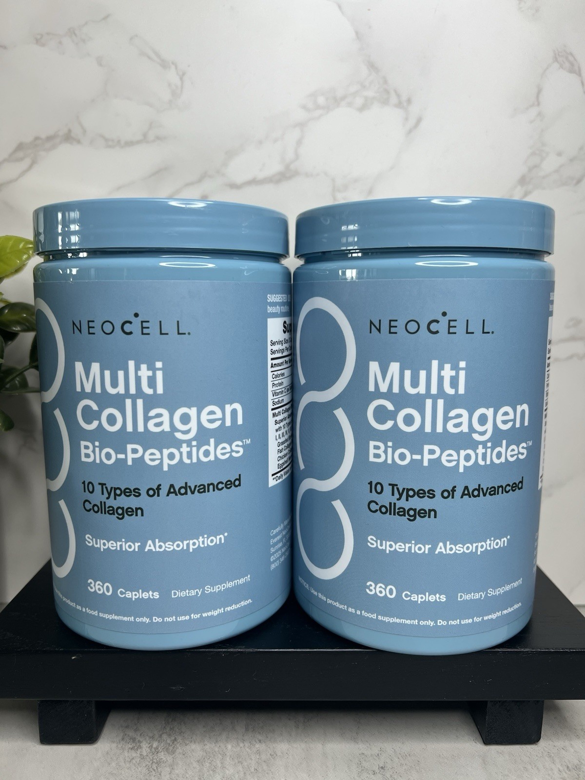 NeoCell Multi Collagen Bio-Peptides 360 Caplets Two Pack, Grass Fed Exp 08/28