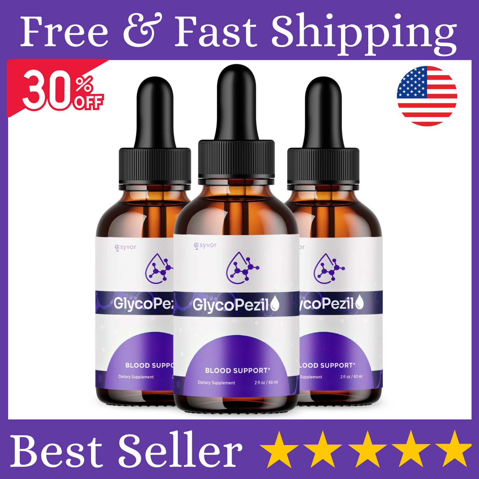 (3 Pack) Glycopezil Blood Support Drops Glyco Pezil Vitamin Supplement 90 Serves