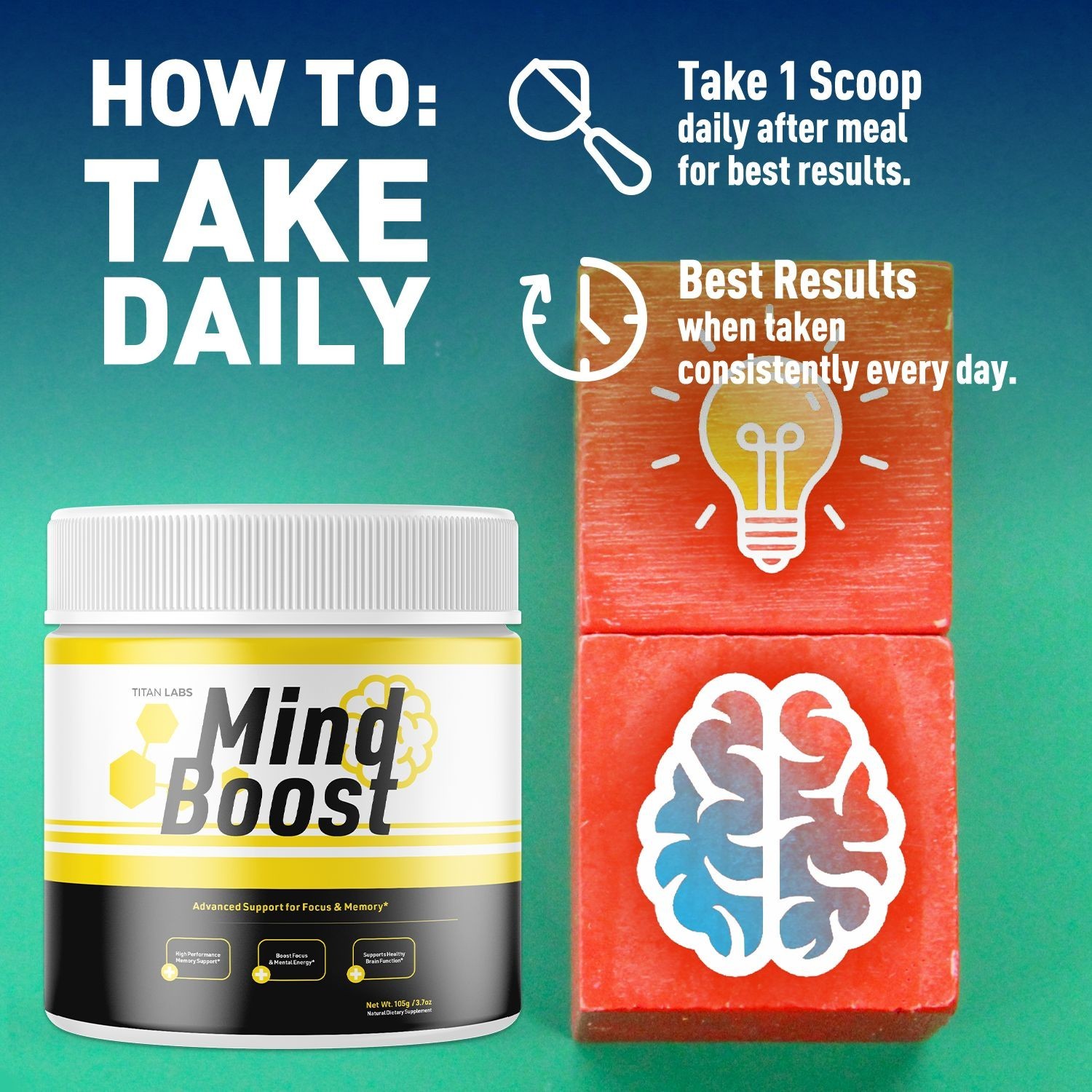 (1 Pack) Mind Boost Powder Natural Brain Support Supplement MindBoost 30 Serves