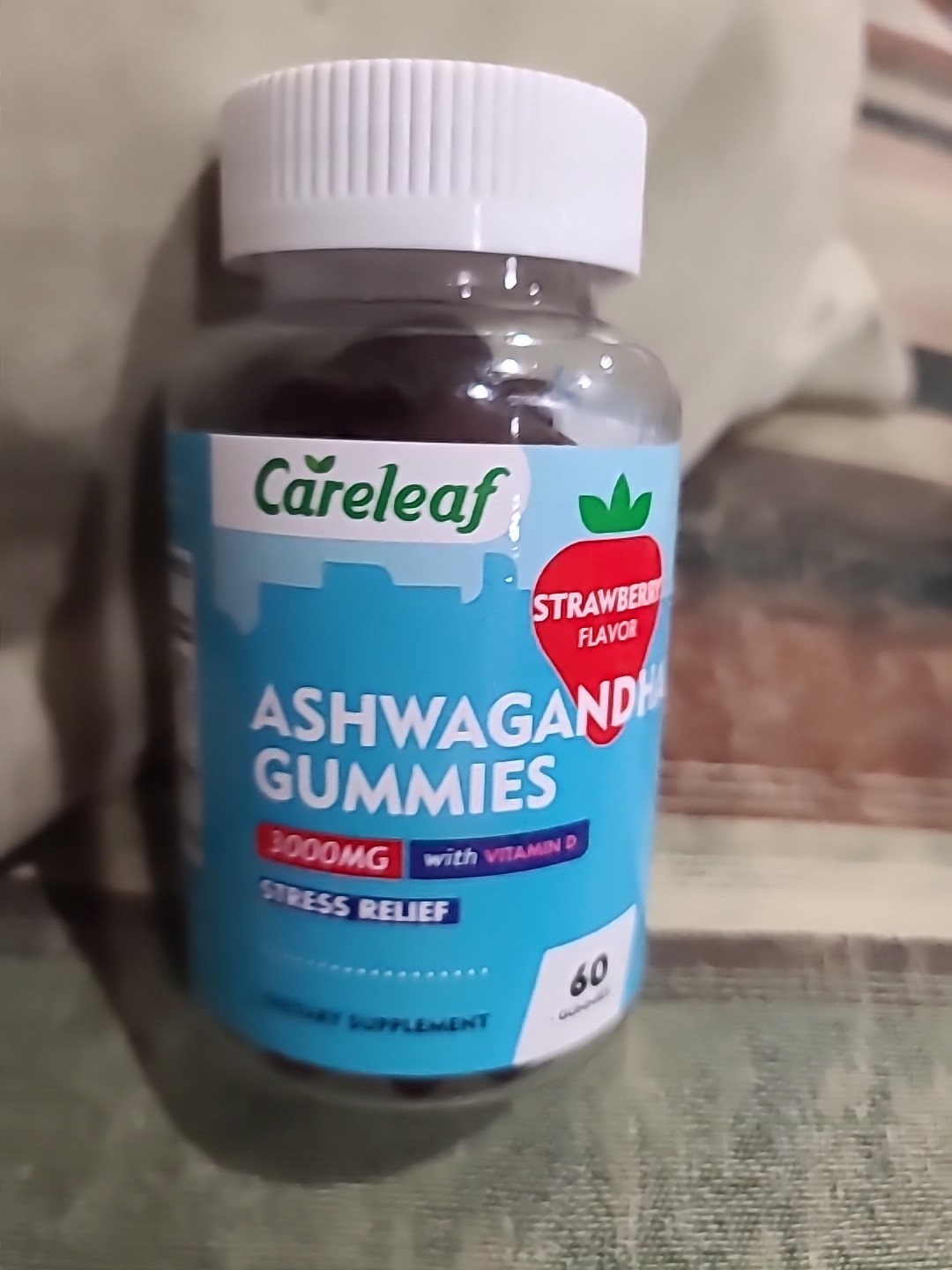 Careleaf Ashwagandha Stress Relief 3000mg Strawberry 60 Gummies exp: 4/2026