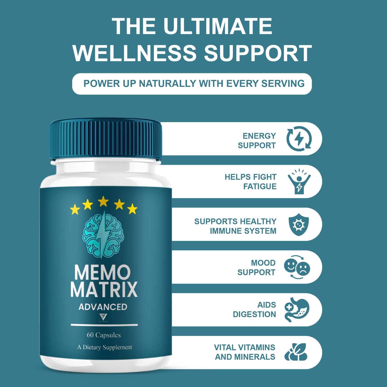 (5 Pack) Memo Matrix Advanced Capsules, Memo Metrix Brain Support (300 Capsules)