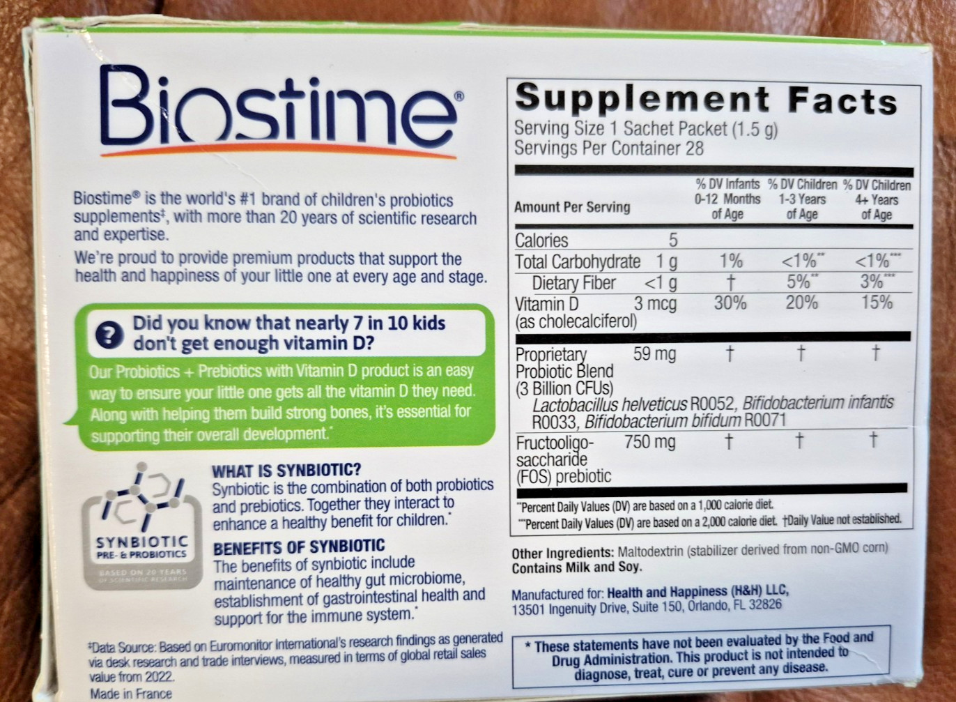 Biostime Infant Baby Toddler Kids Probiotic & Prebiotic w/ Vitamin D 28 Packets