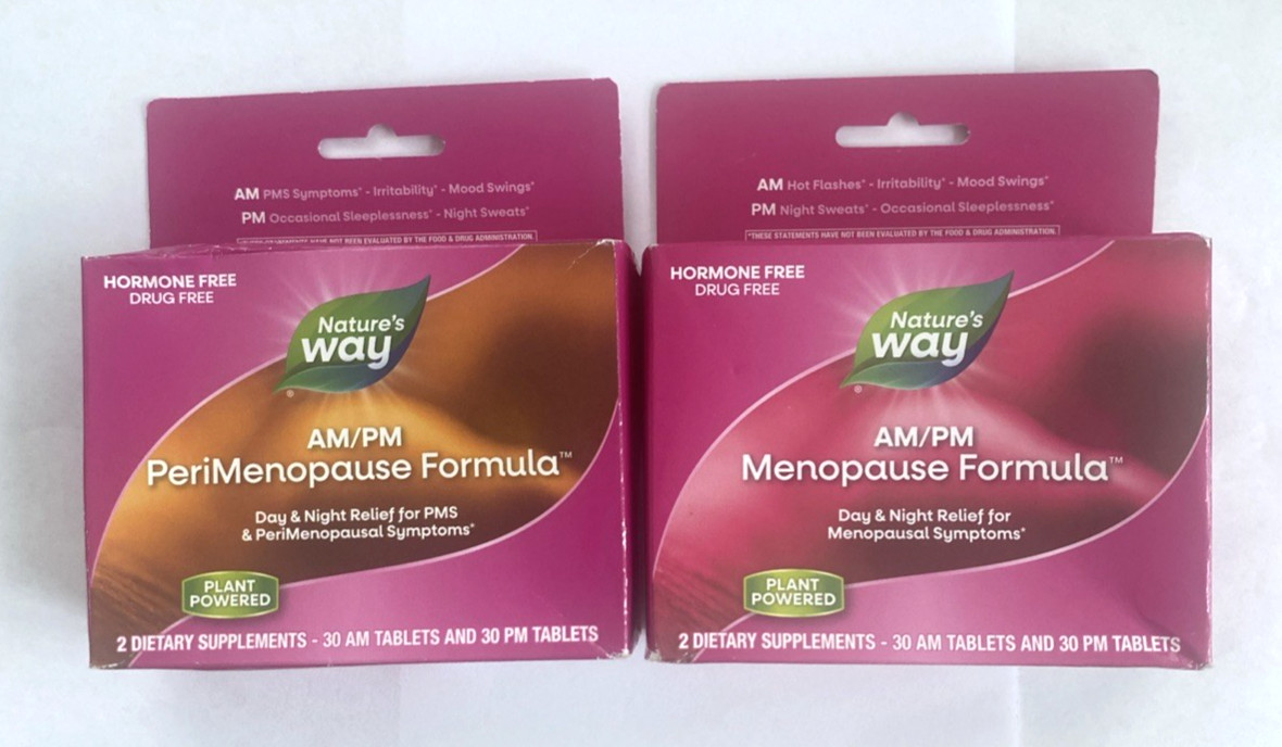 Lot of 2 Nature’s Way AM/PM Menopause PeriMeopause – 60 Count each 04/2027 NIB