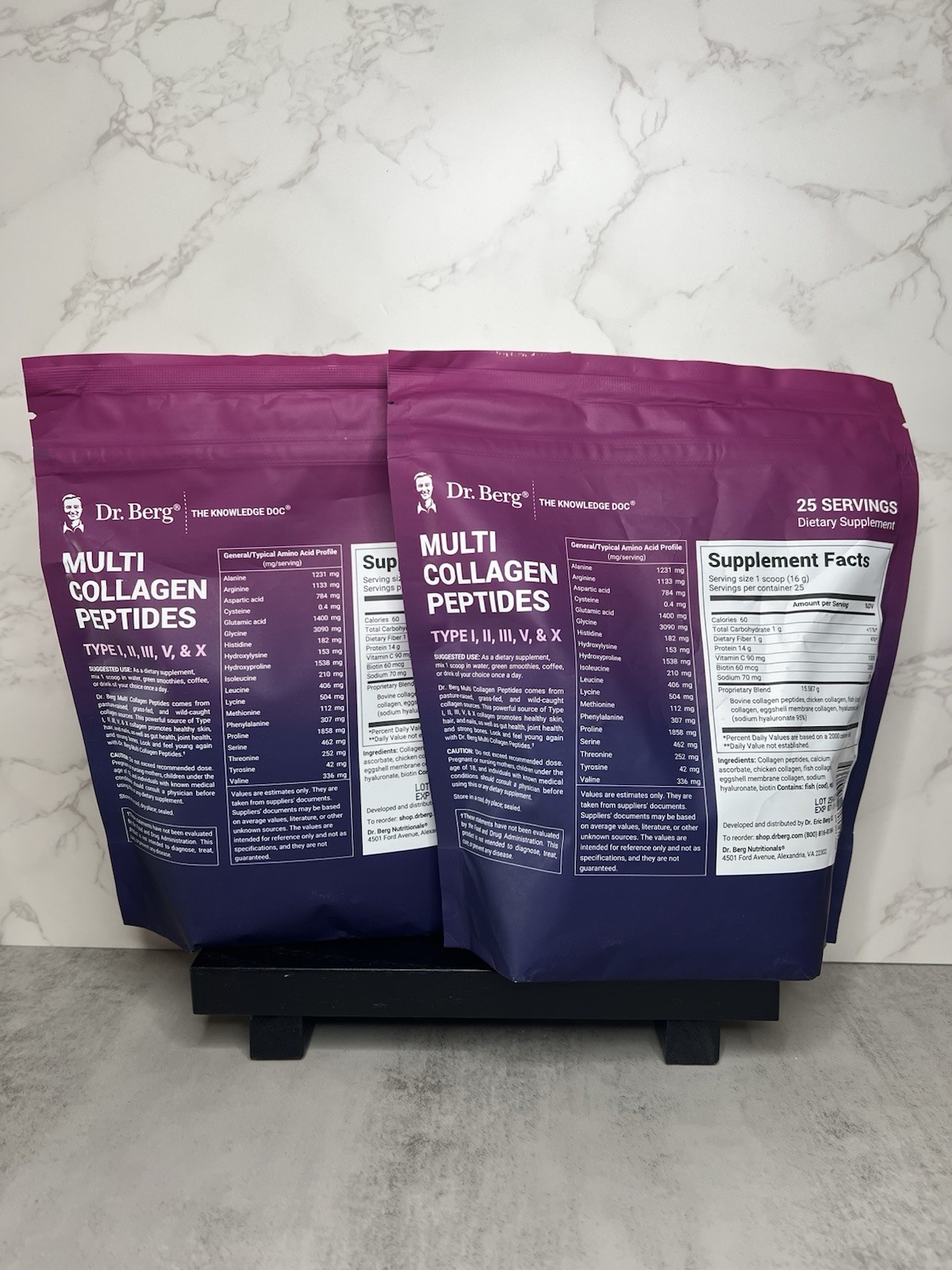 Dr. Berg Multi Collagen Peptides Unflavored Powder Two Pack 14.10 oz Exp 07/2027