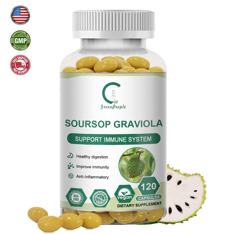 120 Capsules GRAVIOLA SOURSOP Leaf Extract 1000mg Annona Muricata Immune Support