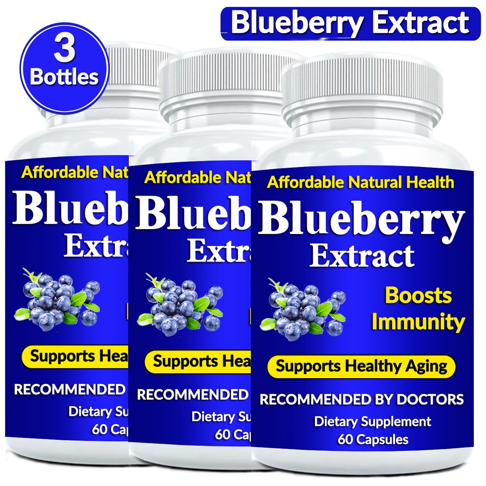 Wild Blueberry Extract Whole Fruit 10,000 mg Strength NON-GMO/Gluten 180 Count