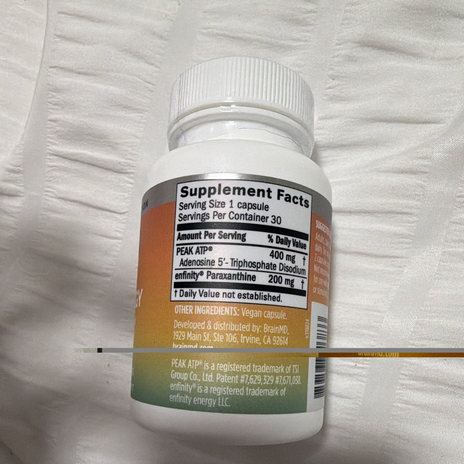 brainMD Peak Energy 30 Capsules Vegan Gluten-Free Exp 03/2028