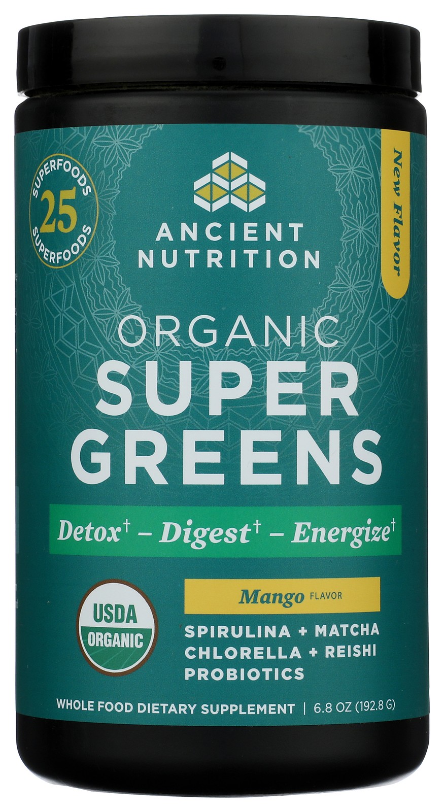 Organic Super Greens Mango Flavor Powder By Ancient Nutrition 1 Pack