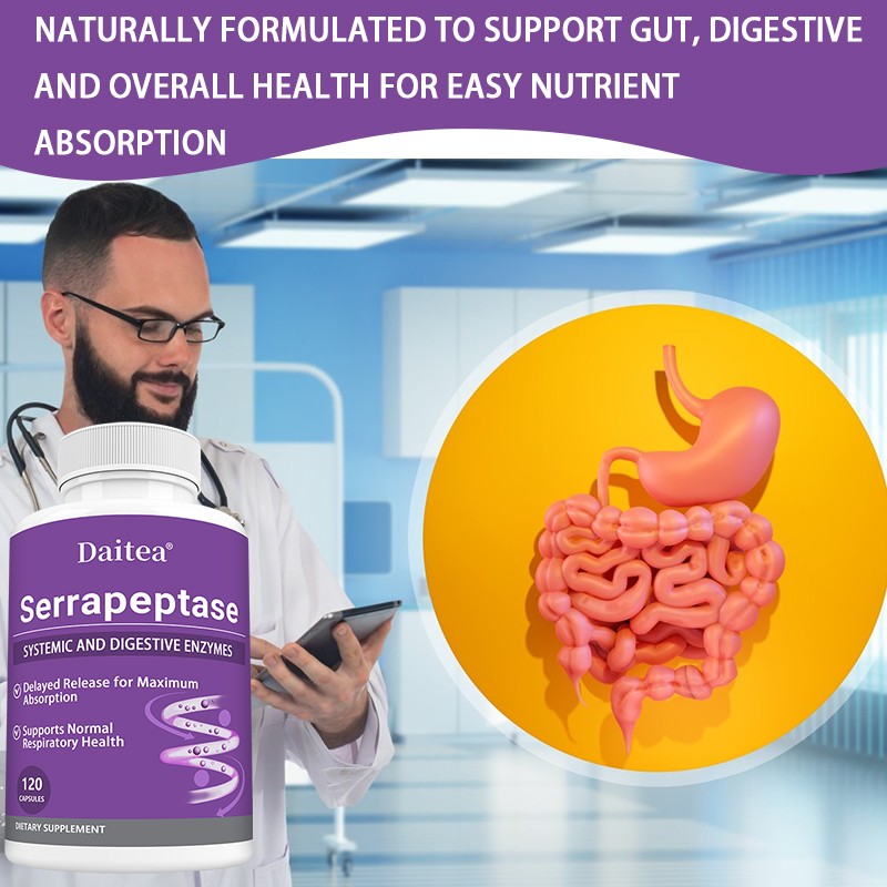 Serrapeptase Nattokinase Biofilm Defense Proteolytic Digestive Enzymes 120Caps