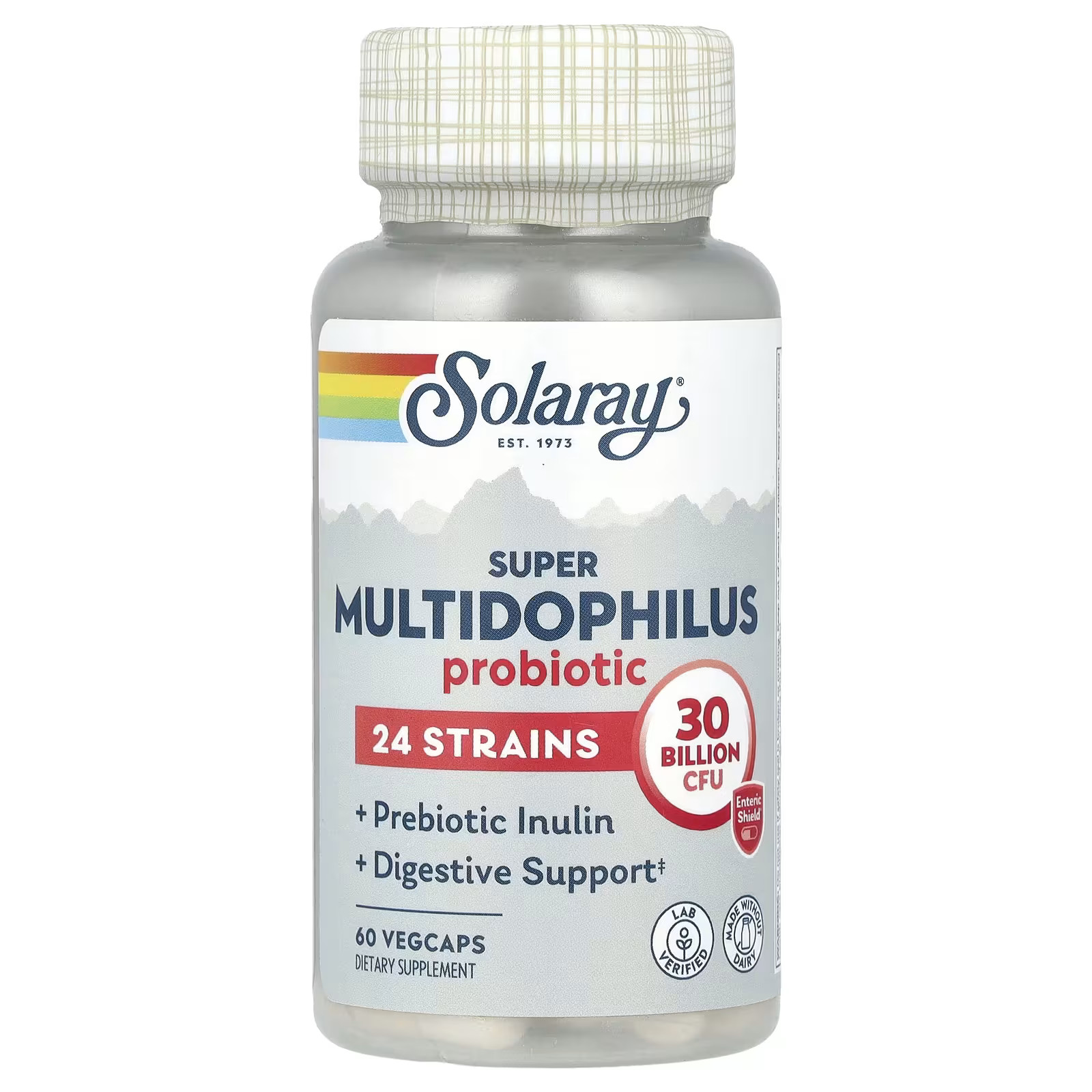 2 X Solaray, Super Multidophilus, 30 Billion, 60 Enteric Vegcaps (15 Billion CFU