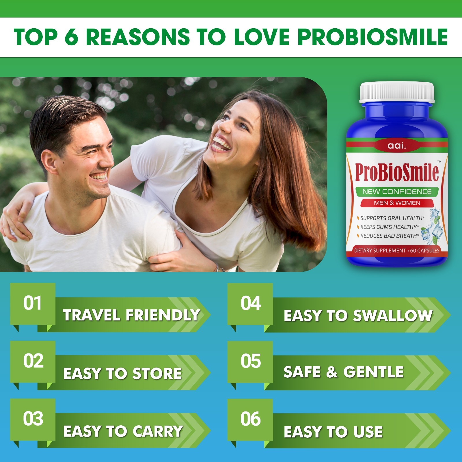 Oral Probiotics Supplement, Bad Breath Freshener Dental Oral Care- 60C- 19/12/25