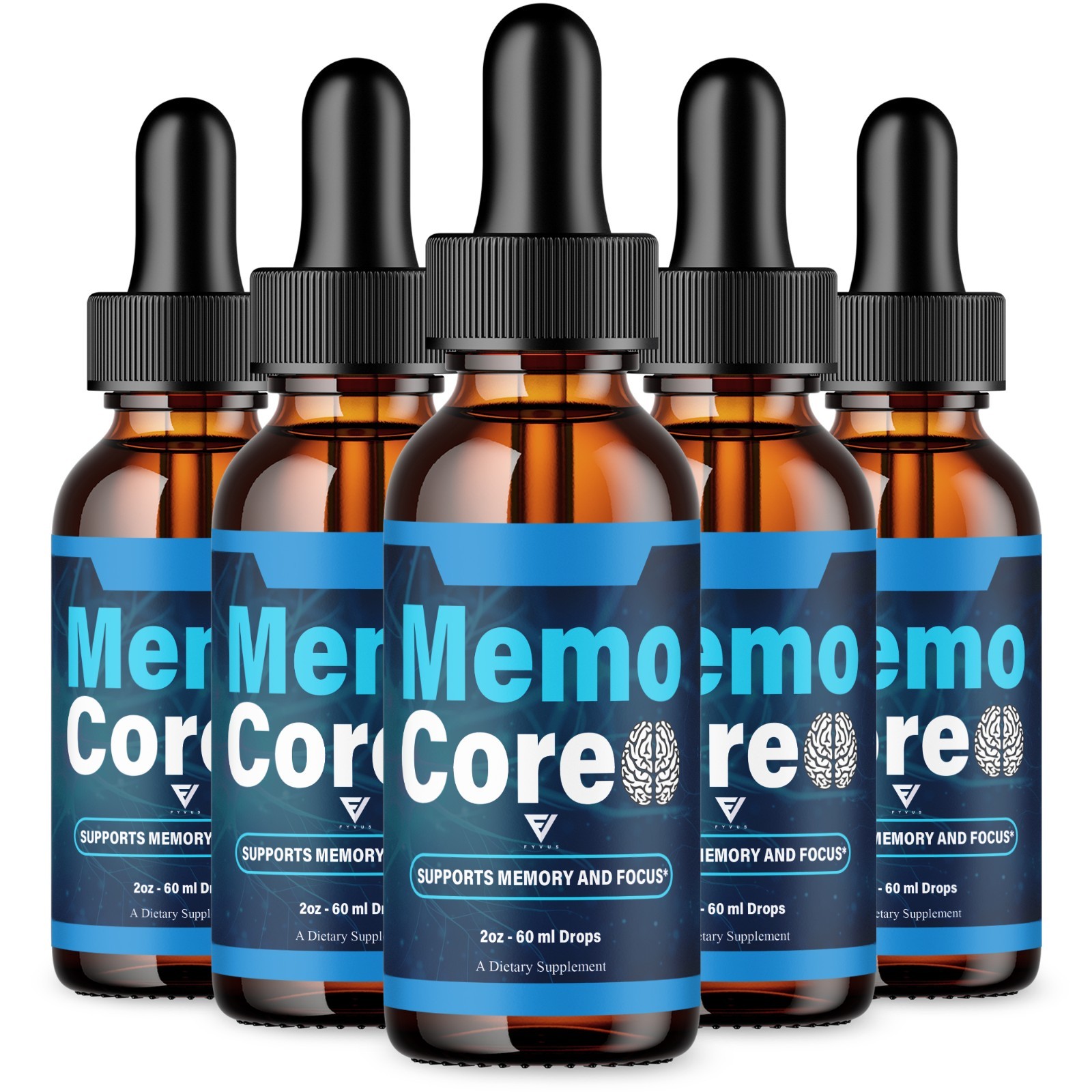 (5 Pack) Memo Core Brain Drop Supplement, MemoCore Memory & Focus Drops (10oz)