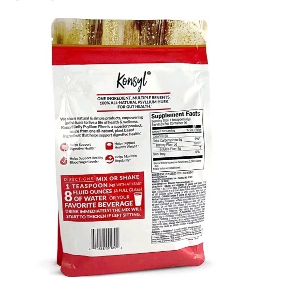 Konsyl Daily Psyllium Fiber 100% All Natural Powder GF NonGMO 12.7 oz 6/2027