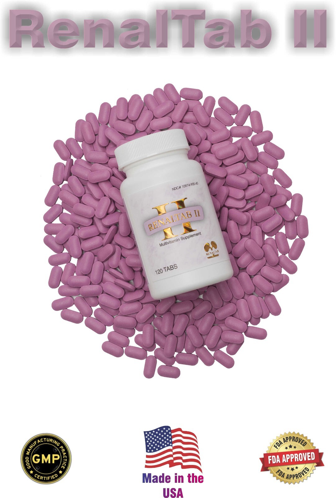 RENALTAB II, 4 MONTHS SUPPLY (COMPARES DIALYVITE, 100TABS)