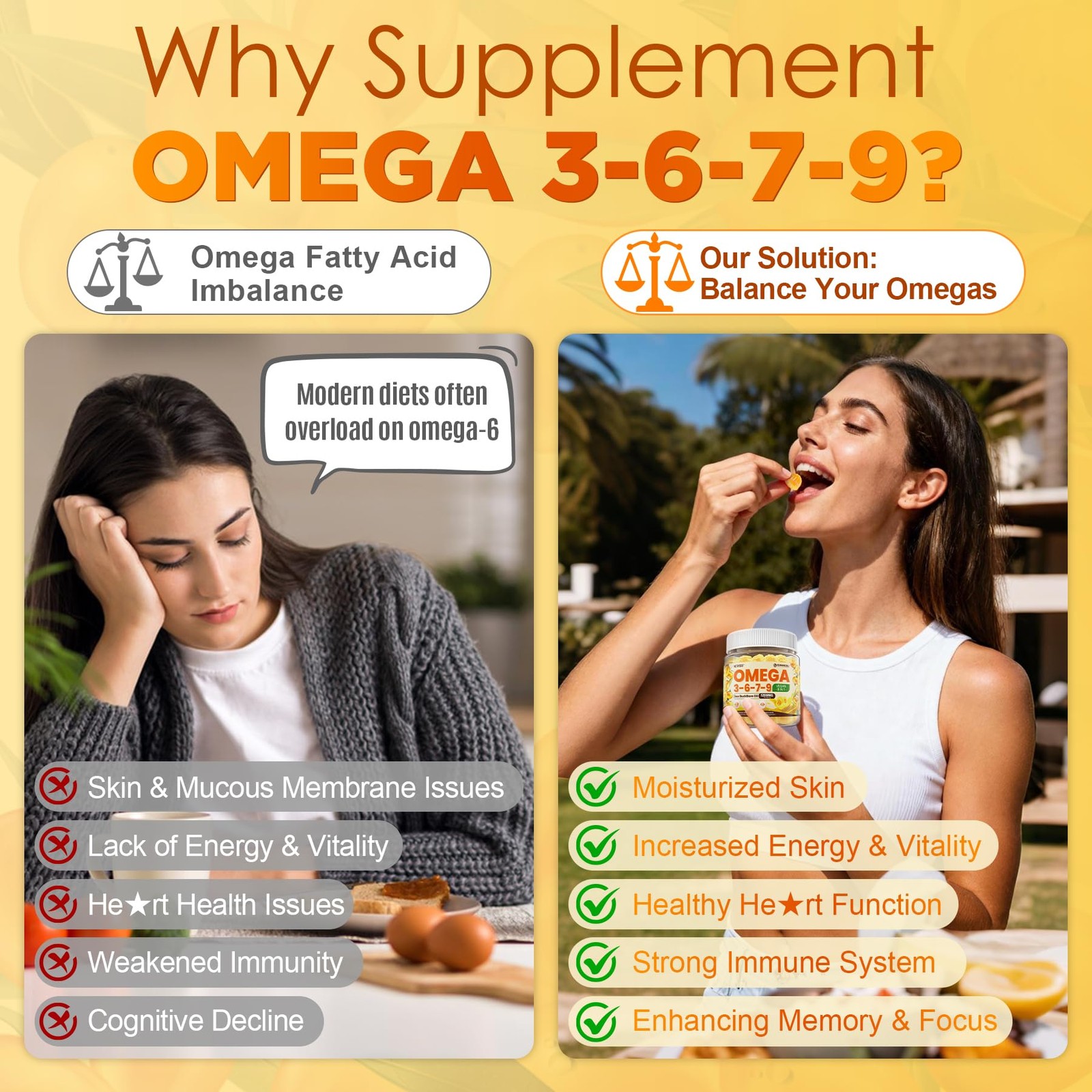 Neviss Omega 3-6-7-9 Gummies Organic Sea Buckthorn Oil Oil 500Mg Vegan Omega 7