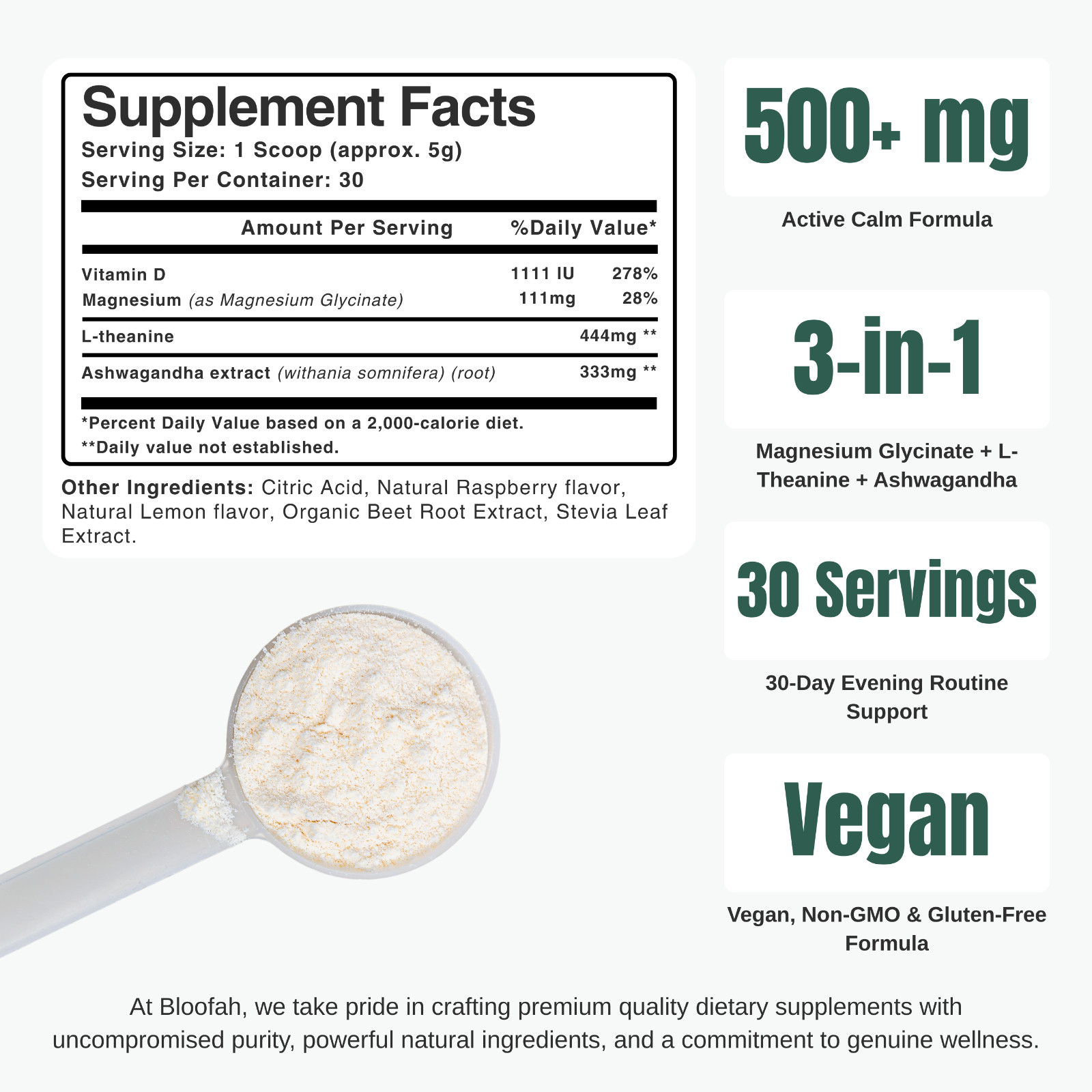 Bloofah Calm+ Powder | Magnesium L-Theanine Ashwagandha | Sleep & Stress