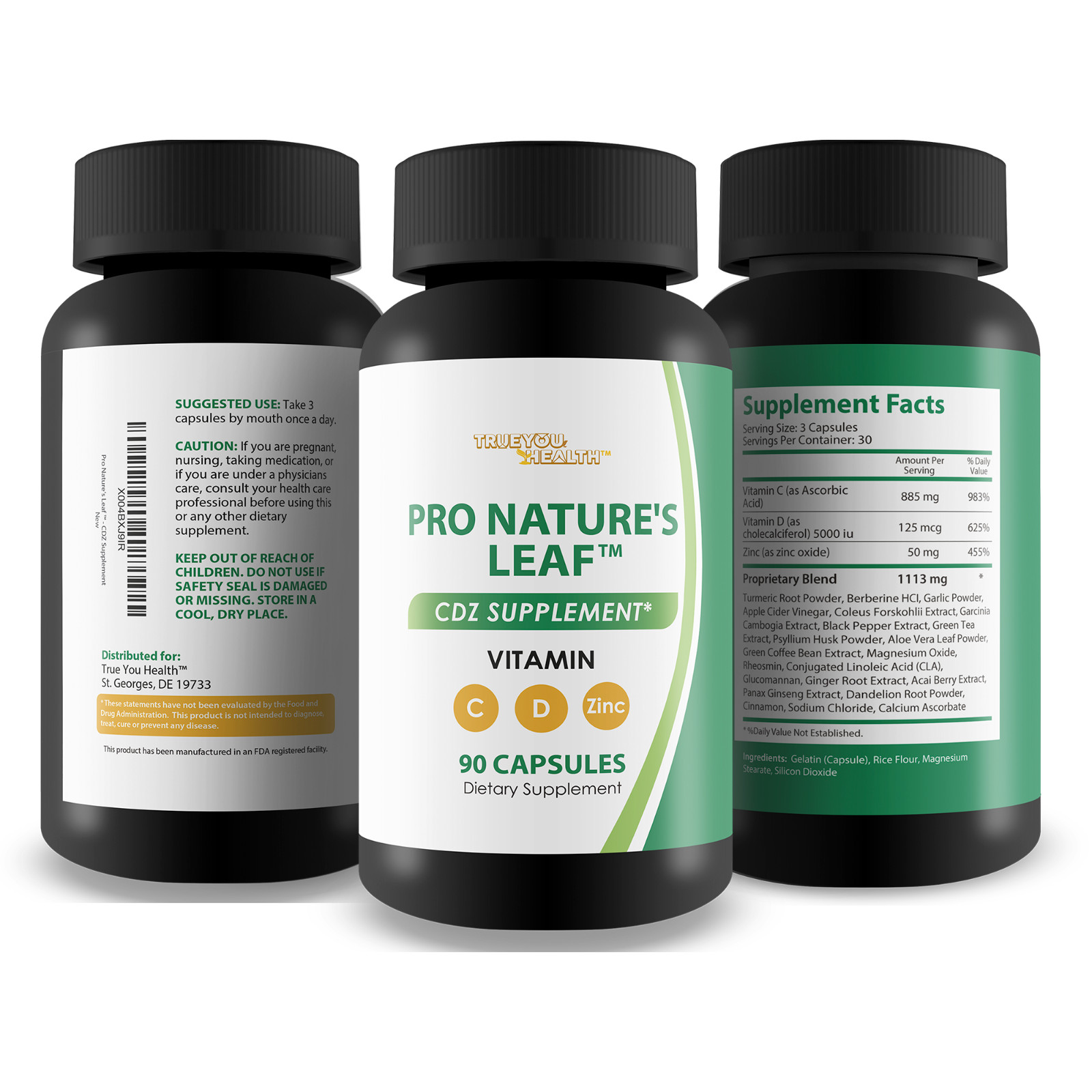 Pro Natures Leaf CDZ & Turmeric Supplement – Turmeric Pills & CDZ Vitamins